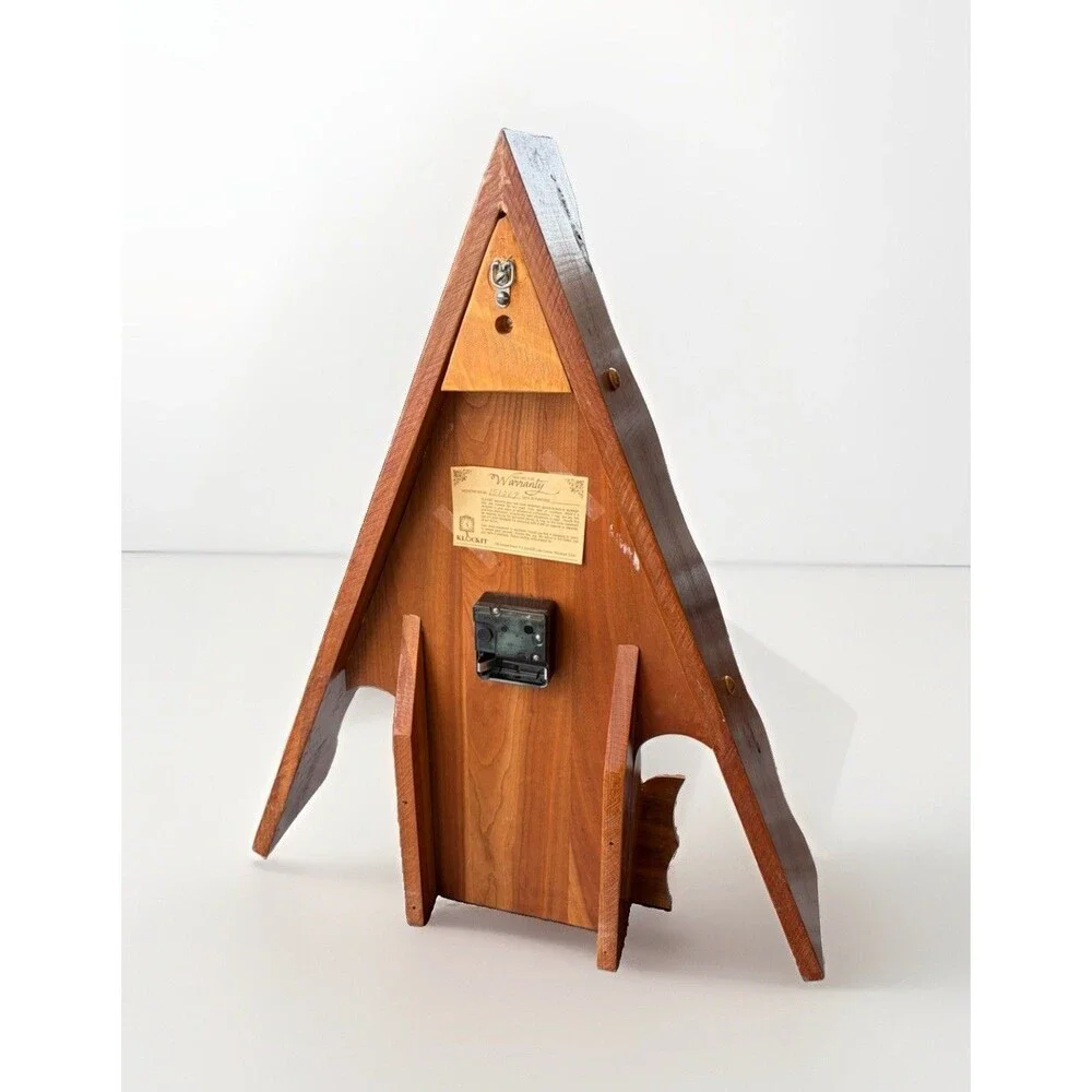 Vintage Handmade Wood Steeple Wall Clock Rustic Gothic Arrowhead A Frame Decor